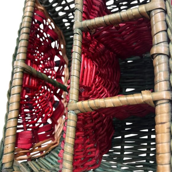 Vintage Wicker Watermelon Picnic Basket Spaces for Utensils and Plates‎ - Picture 7 of 7